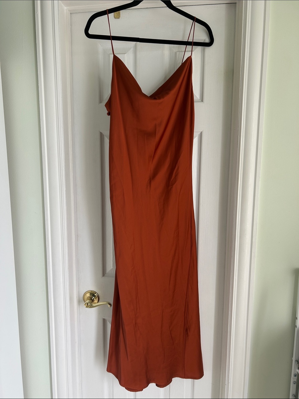 Rust Slip Dress with Cowl Neck